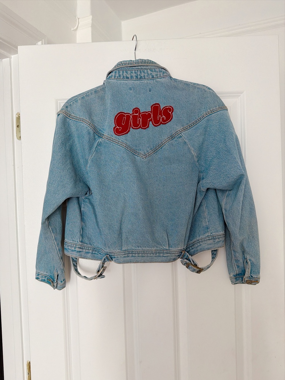 Light Blue Brandy Melville Denim Girls Embroidered Jacket -